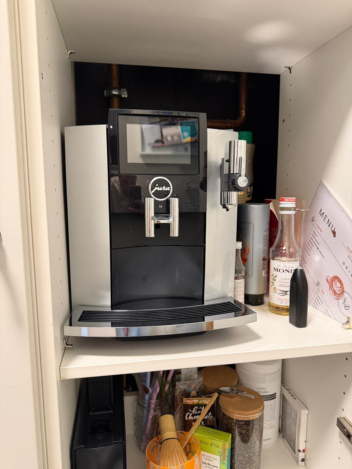 Jura S8 inclusief inox koelreservour voor melk, Elektronische apparatuur, Ophalen, Zo goed als nieuw