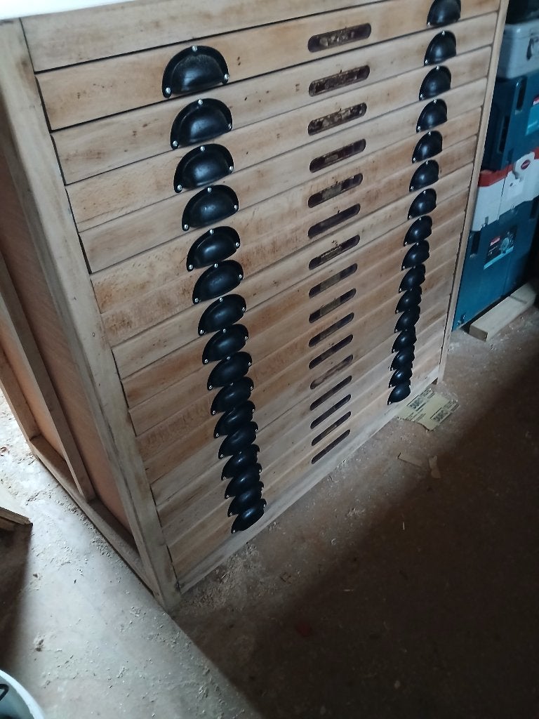 Vintage ladekast / letterkast industrieel, Ophalen