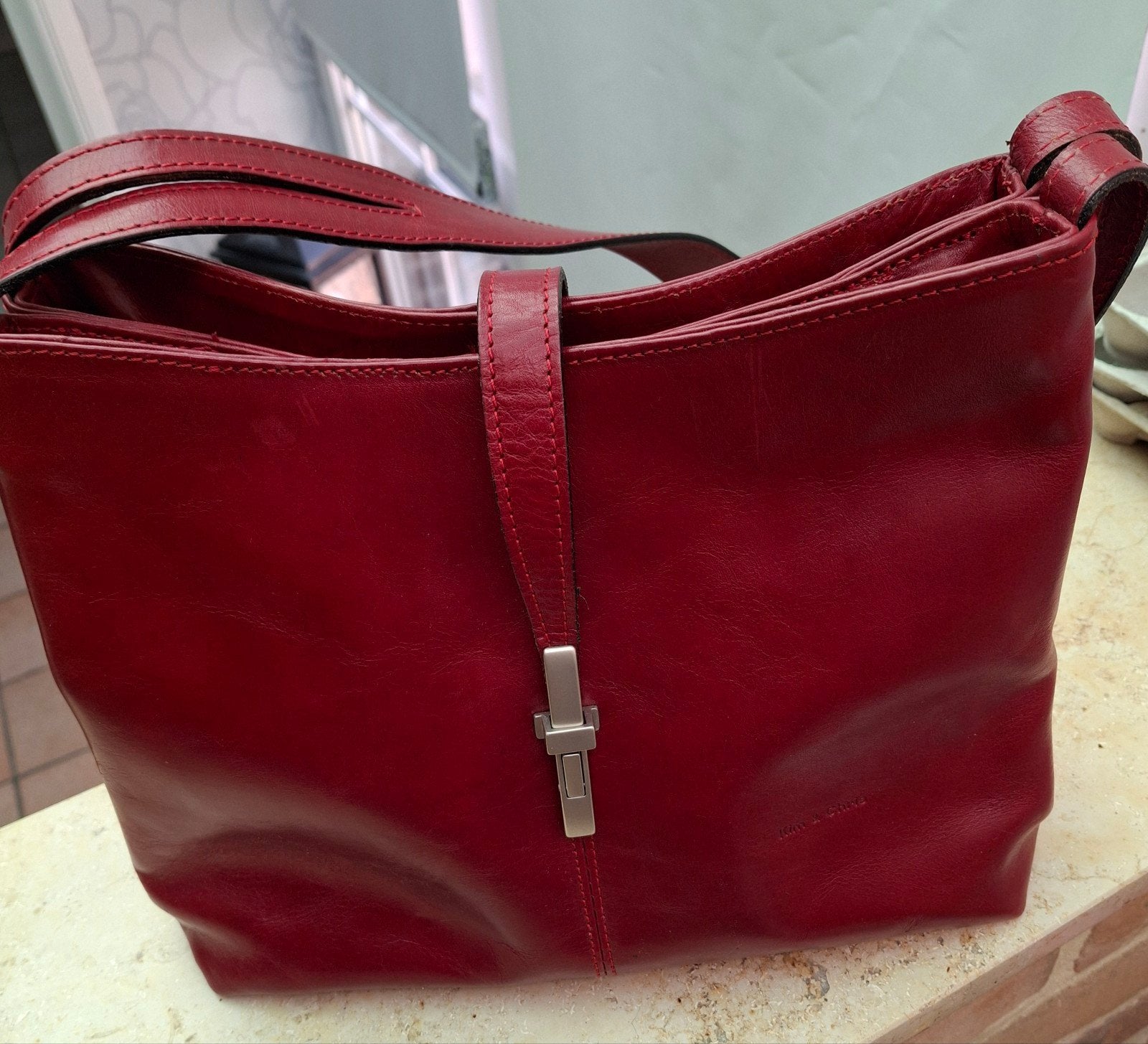 Sac à main en cuir Kim & Chris, Enlèvement, Comme neuf, Rouge