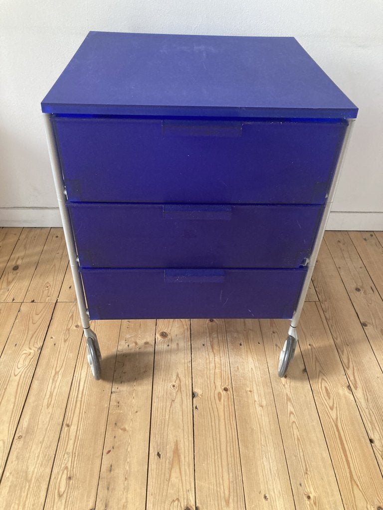 Bureau Kartell Mobil 3 bleu, 3 ou 4 tiroirs, 25 à 50 cm, Design, Moins de 100 cm