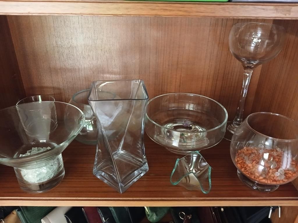Set van 8 glazen vazen, Huis en Inrichting, Woonaccessoires | Vazen, Gebruikt, Transparant, Glas, Ophalen