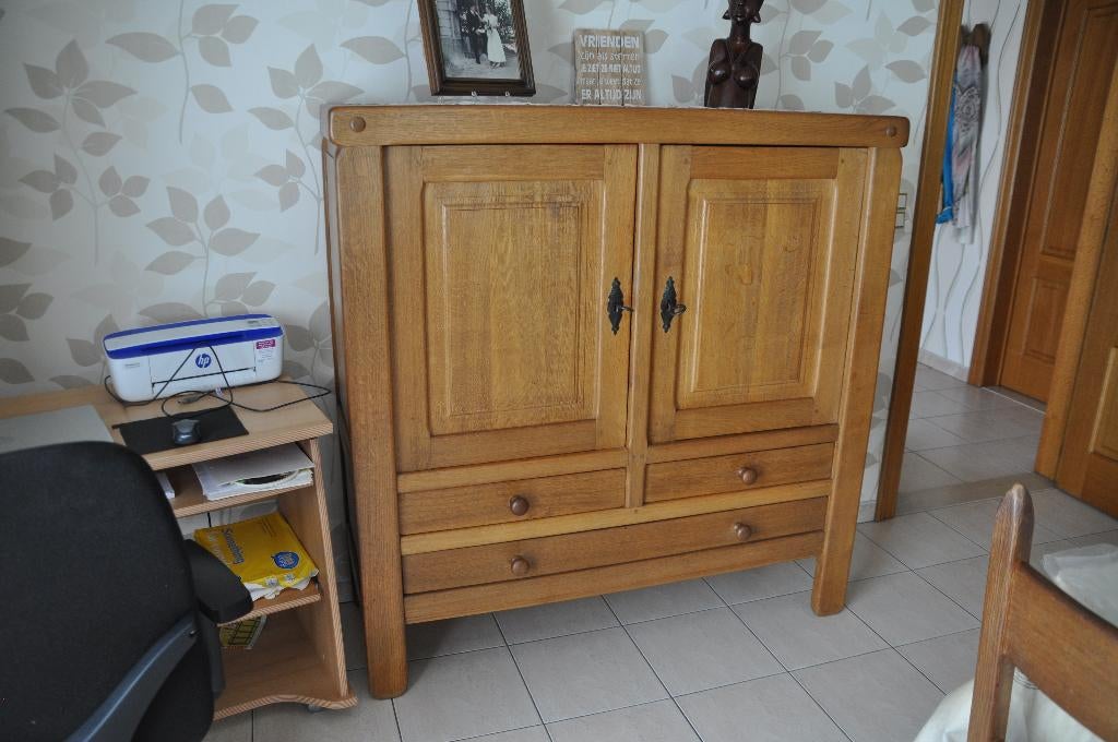 eiken eetkamer, Ophalen, Gebruikt, Rustiek, 6 tot 8 stoelen
