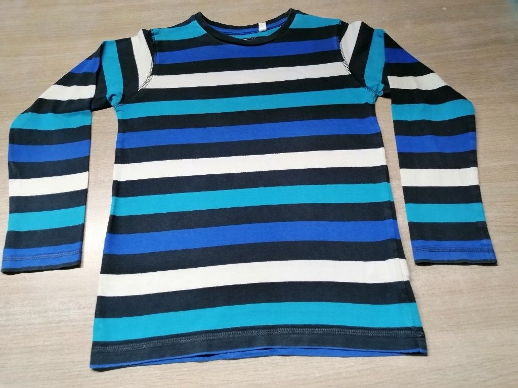 gestreepte longsleeve mt 128, Enlèvement ou Envoi, Comme neuf, Garçon, Chemise ou À manches longues