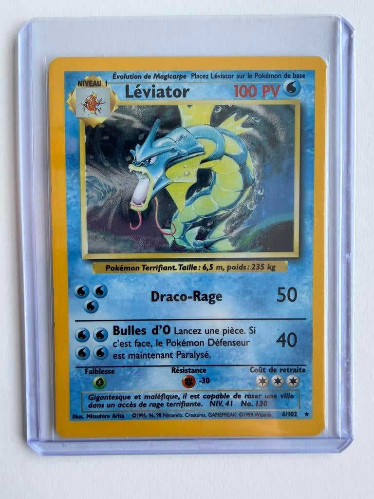 Léviator/Gyarados Holo – Base Set 6/102 – Vintage Pokémon FR, Hobby en Vrije tijd, Verzamelkaartspellen | Pokémon, Gebruikt, Losse kaart