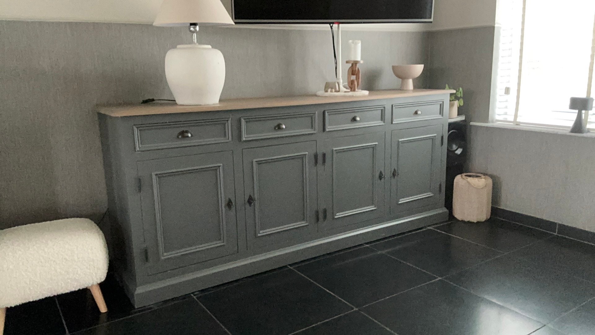 Dressoir met wit eiken bovenblad, Huis en Inrichting, Kasten | Dressoirs, Ophalen, Gebruikt