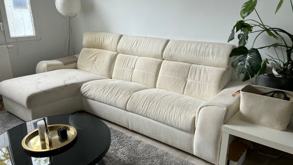 Zetel, Huis en Inrichting, Zetels | Zetels, Gebruikt, Hoekbank, Vierpersoons of meer, 250 tot 300 cm, 125 tot 150 cm, Stof, Ophalen