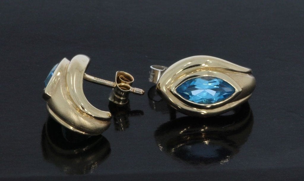 Topaas edelsteen fraaie gouden set dames oorbellen luxe, Hangers, Ophalen of Verzenden, Zo goed als nieuw, Met edelsteen