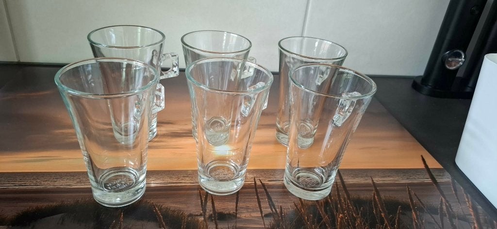 6 Latte machiato/cappuchino glazen voor bv dolce gusto, Ophalen of Verzenden, Glas of Glazen