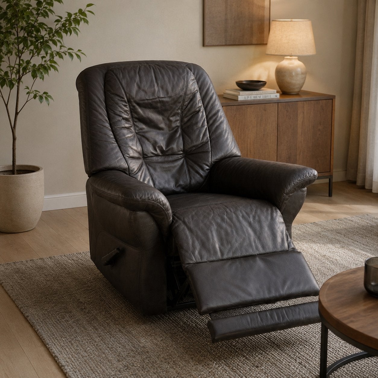 Livraison gratuite – Canapé relax en cuir, Huis en Inrichting, Fauteuils, Ophalen, Gebruikt
