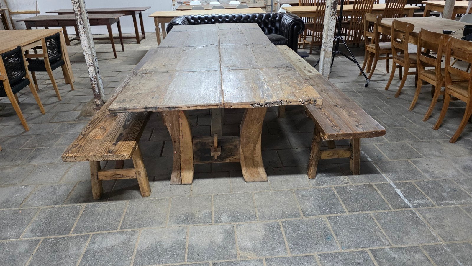 200+ jaar oud hout >>> kloostertafel 310 cm met 2 banken, Ophalen