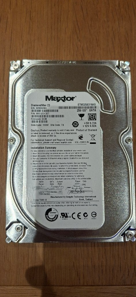 HDD 3.5 Maxtor 250 GB SATA - STM3250318AS, Computers en Software, Intern, Gebruikt, Desktop, 250 Gb