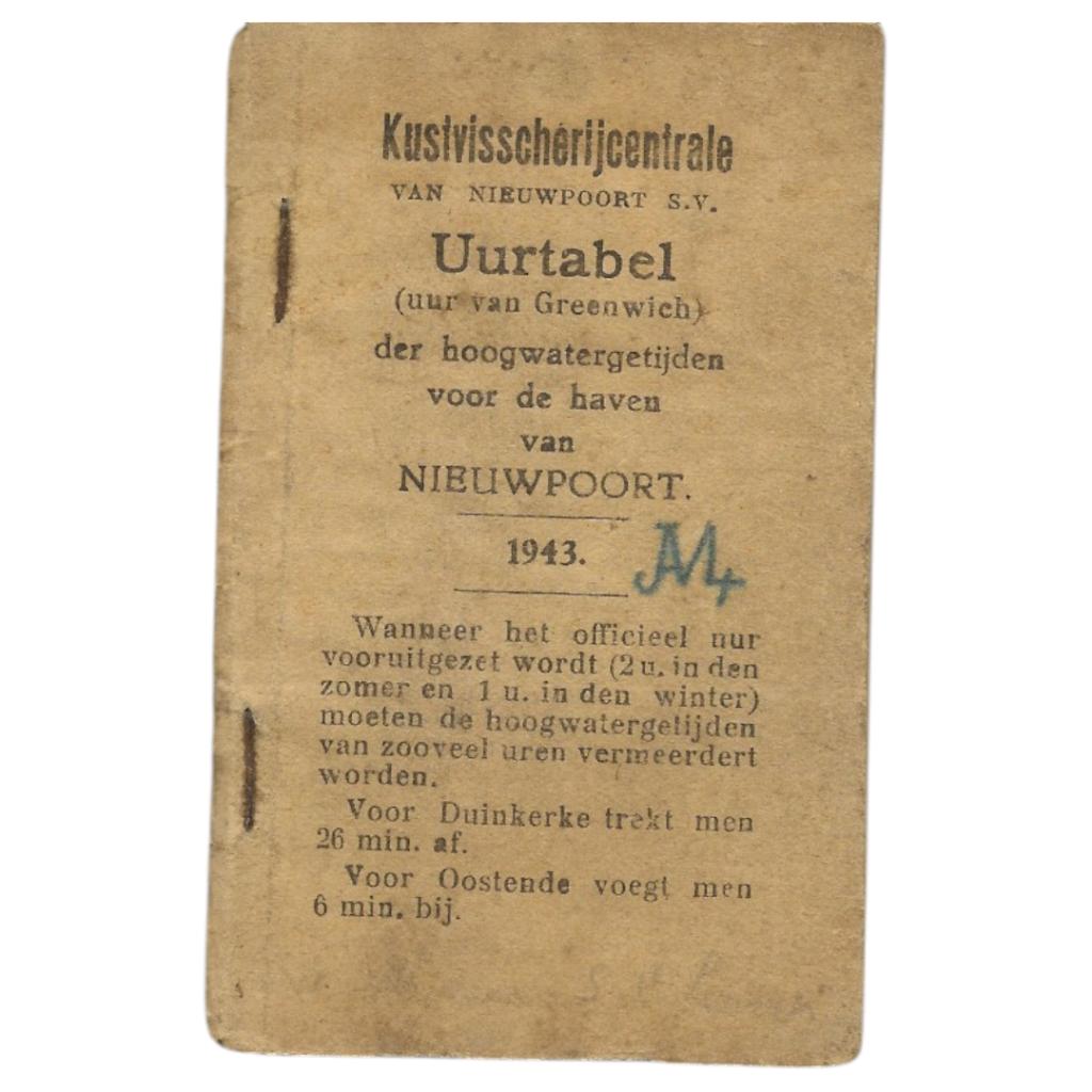 Getijdenboekje - Nieuwpoort - Kustvisscherijcentrale - 1943, Ophalen of Verzenden, Overige soorten, Overige typen