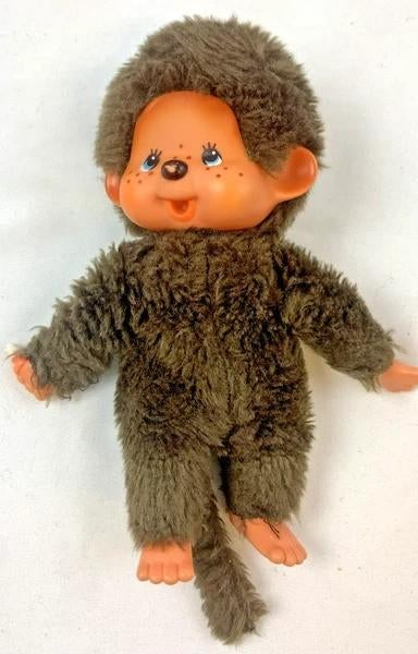 Sekiguchi Monchhichi knuffel Vintage 1974 Blauwe Ogen 20cm, Zo goed als nieuw, Middelgroot (20 tot 80 cm), Bruin, Aap