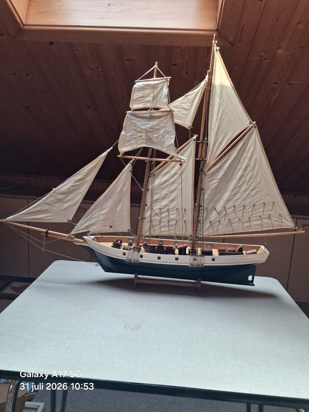 houten modelboot  schooner, Enlèvement, Utilisé