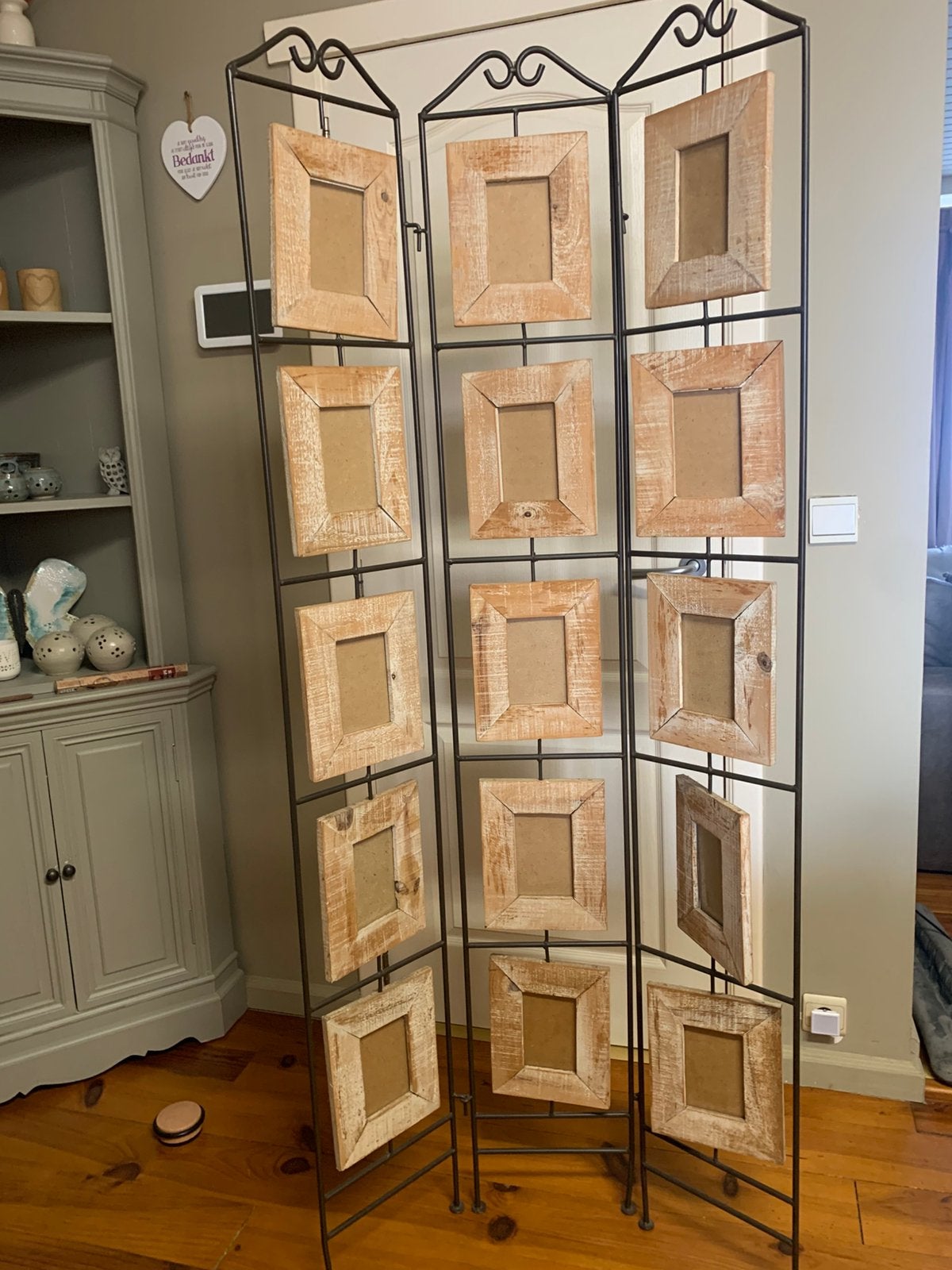 Houten kader  Smeedijzeren rek met kaders  Houten schaal, Maison & Meubles, Accessoires pour la Maison | Paravents d'intérieur
