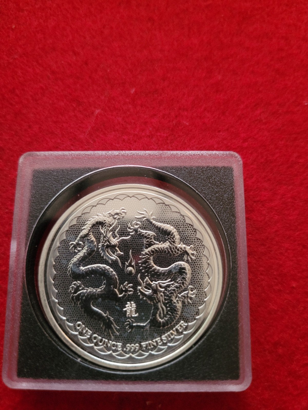 1oz zilveren 999 Double Dragon beleggingsmunt, Ophalen of Verzenden
