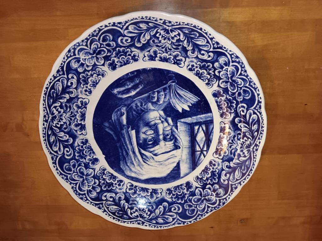 Boch Delfst Blauw bord., Antiek en Kunst, Ophalen of Verzenden