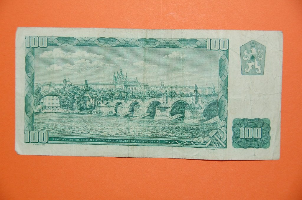 TCHÉCOSLOVAQUIE : 100 Korun 1961, Envoi, Billets en vrac