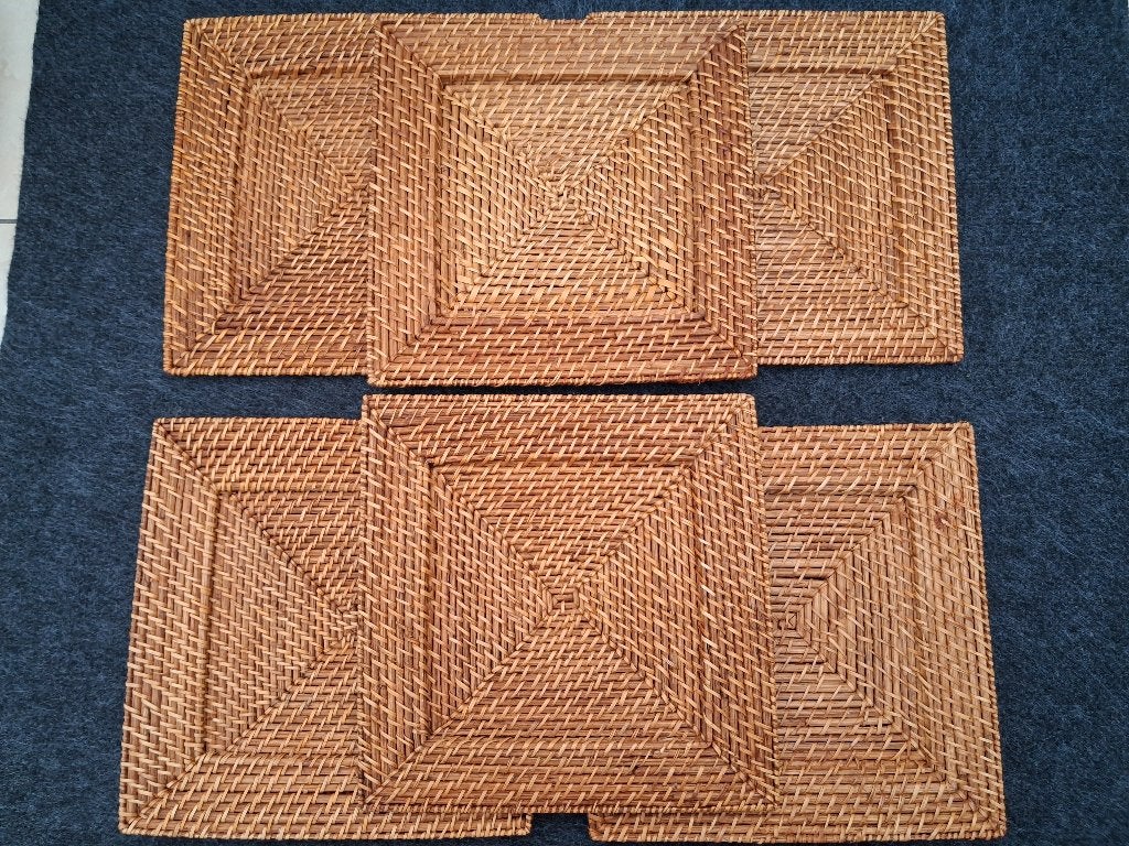 Set rieten onderleggers, Hout, Zo goed als nieuw, Onderbord, Bruin
