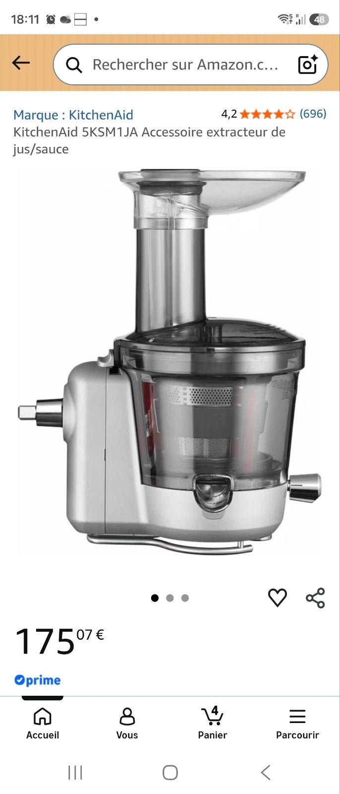 KitchenAid 5KSM1JA, Enlèvement, Neuf