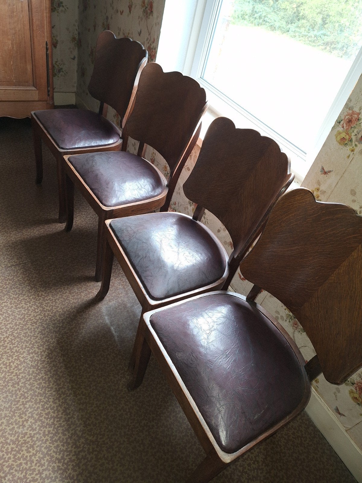 4 chaises Art Déco, Maison & Meubles, Art Déco, Brun, Enlèvement, Utilisé