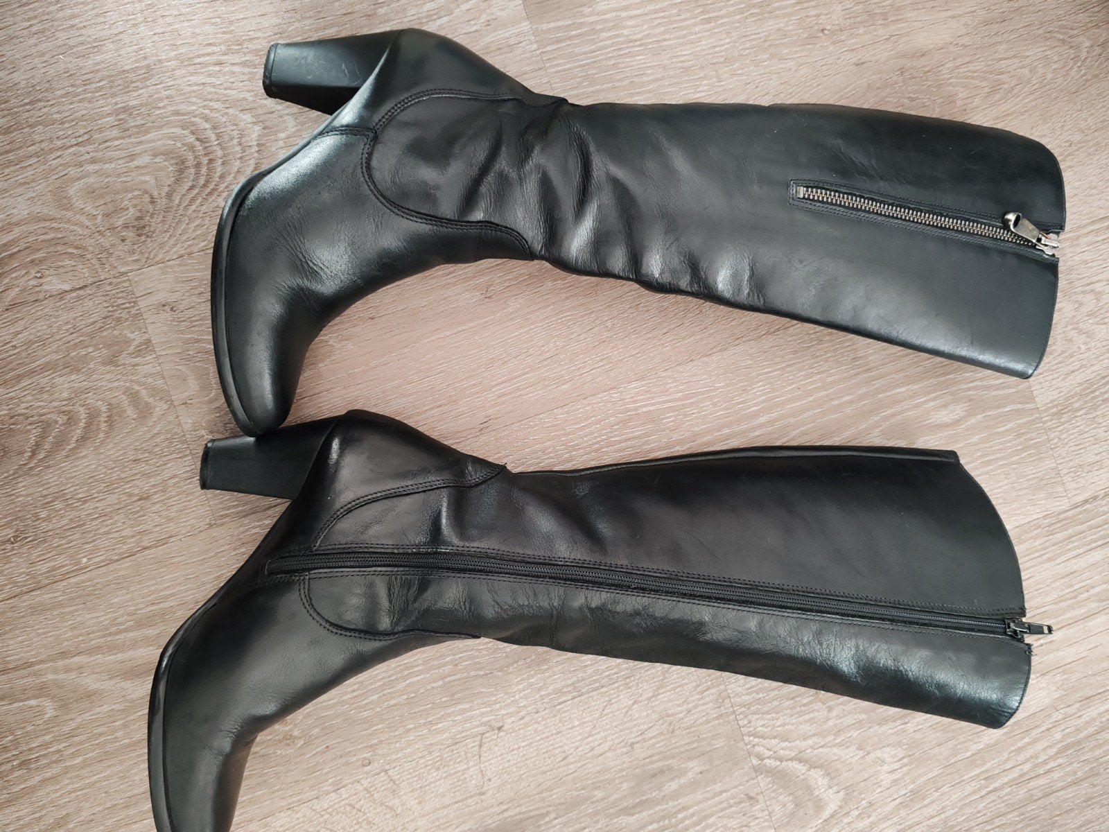Hoge laarzen van echt leer maat 36, Kleding | Dames, Ophalen of Verzenden, Zwart, Hoge laarzen