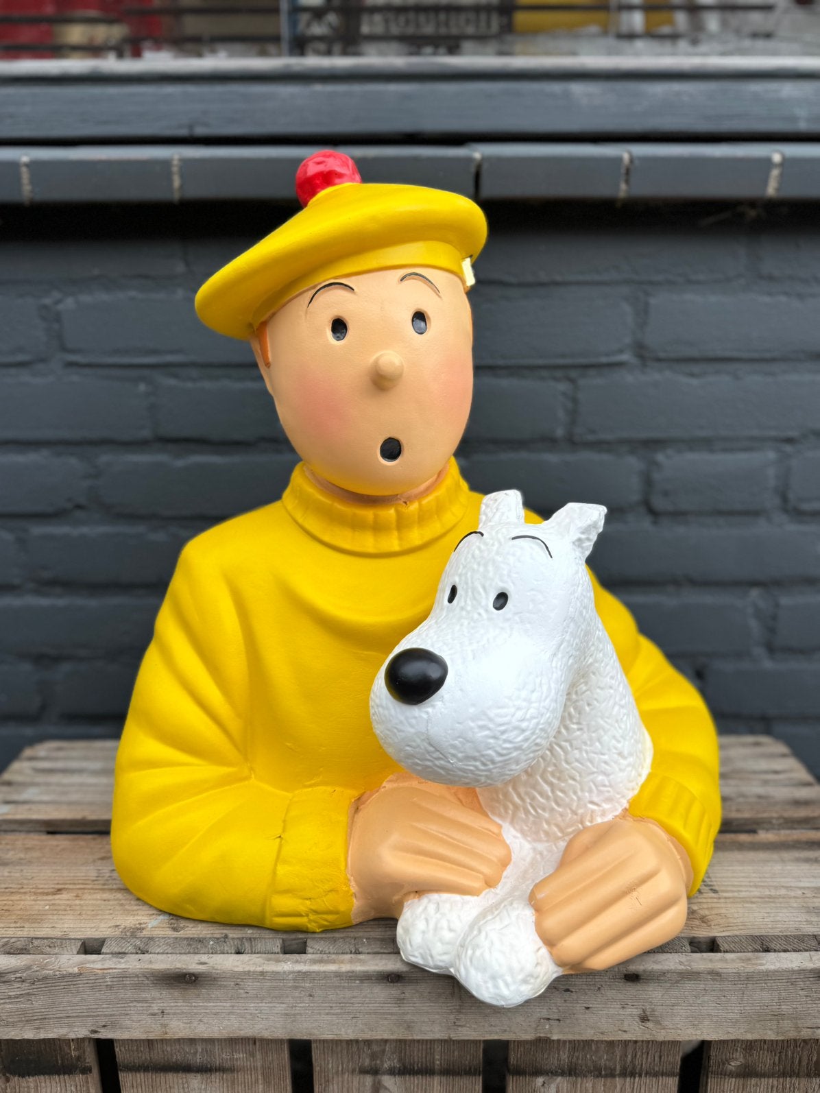 Kuifje met Bobbie beeld buste, Ophalen, Beeldje of Figuurtje, ., Zo goed als nieuw