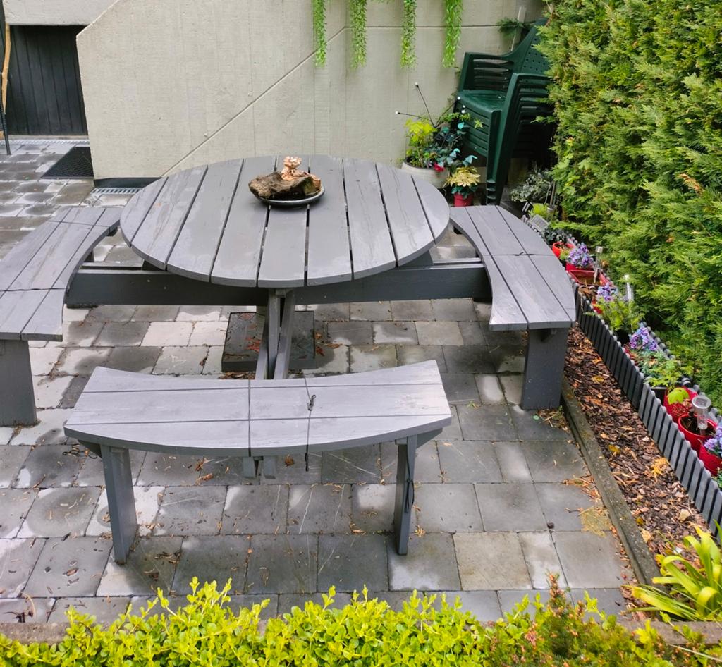 Picknick bank - geschilderd grijs - goede staat 150€, Ophalen