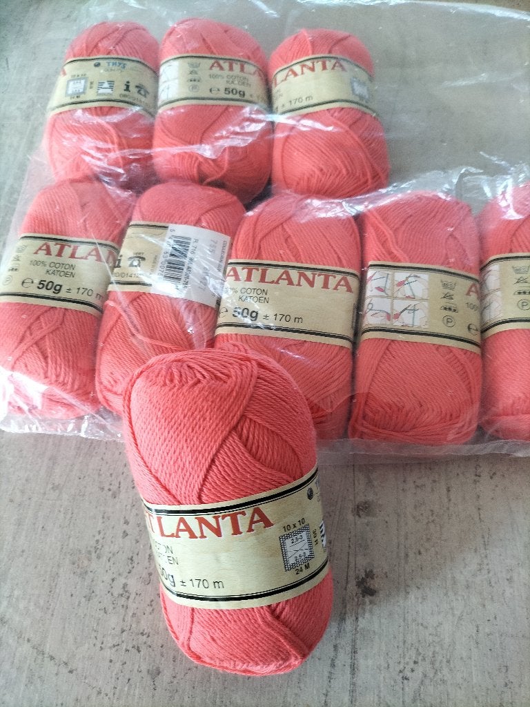 Pelote de laine Atlanta en coton (9 pelotes rose) C 7, Enlèvement ou Envoi