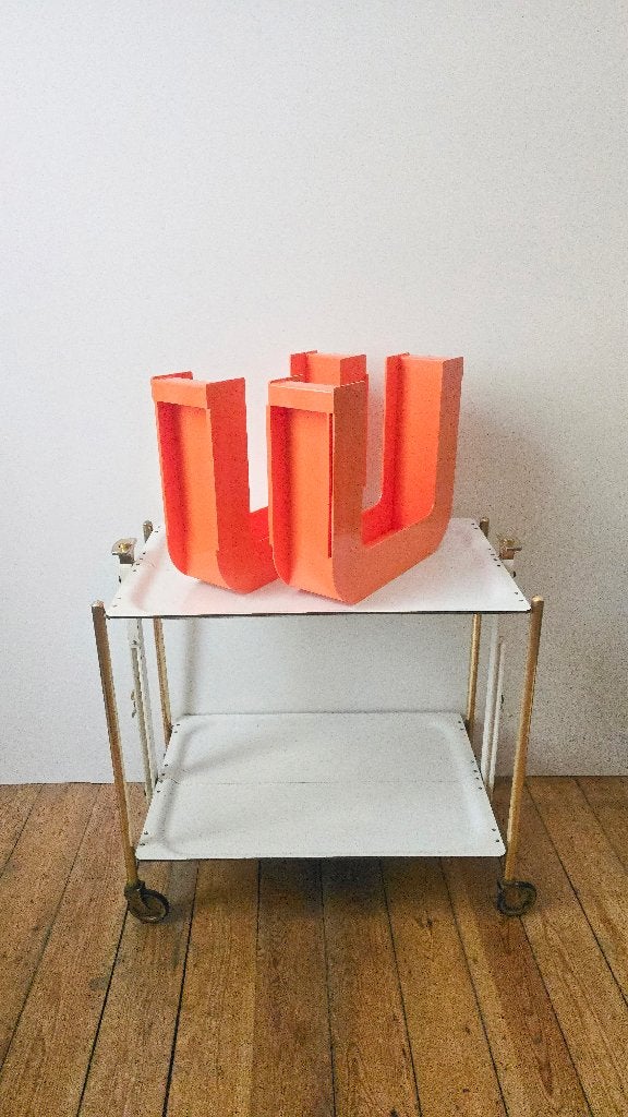 Range vinyles Space age - U-BOX - vintage - Orange - 1960, Enlèvement ou Envoi