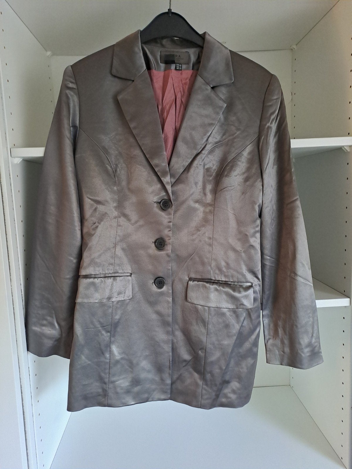 Blazer mi-long gris brillant t 40, Taille 38/40 (M), Gris, Enlèvement ou Envoi, Zara