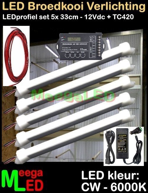 LED profiel strip TC420 SET 5x 33cm Broedkooi Kweekkooi, Ophalen of Verzenden, Nieuw, Aluminium, Broedkooi of Kweekkooi