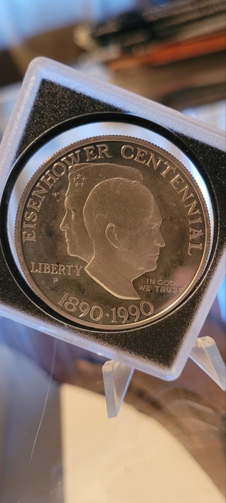 Silver US Eisenhower herdenkingsmunt  Proof, Postzegels en Munten, Penningen en Medailles, Ophalen, Zilver