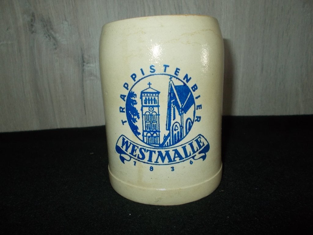 WESTMALLE Trappistenbier - beige stenen bierpot 50cl. - 2, Ophalen, Gebruikt, Pul(len), Overige merken