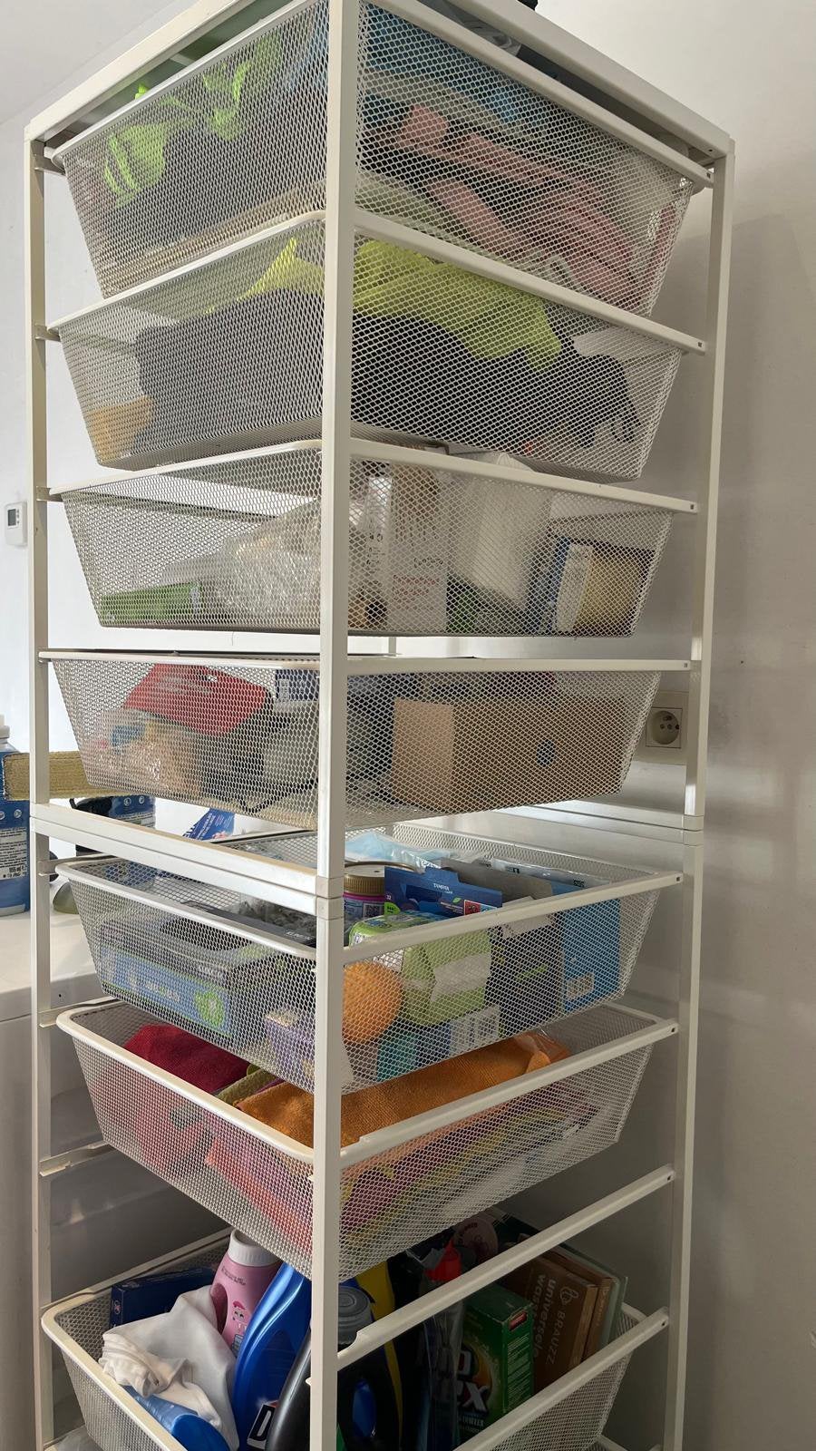 IKEA JONAXEL Opbergsysteem / Kast met 7 gaasmanden (Wit), Ophalen, 5 laden of meer, 100 tot 150 cm, 50 tot 100 cm
