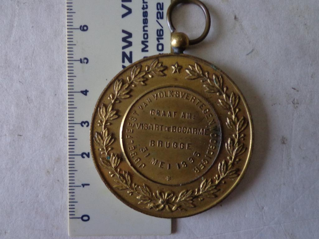 Gedenkpenning Graaf Visart de Bocarmé Brugge 1896, Postzegels en Munten, Penningen en Medailles, Ophalen of Verzenden