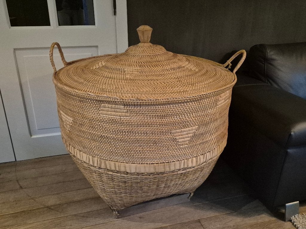 XXXL Lombokmand met houten handvat (nieuw), Ophalen, Mand, Rond, Nieuw