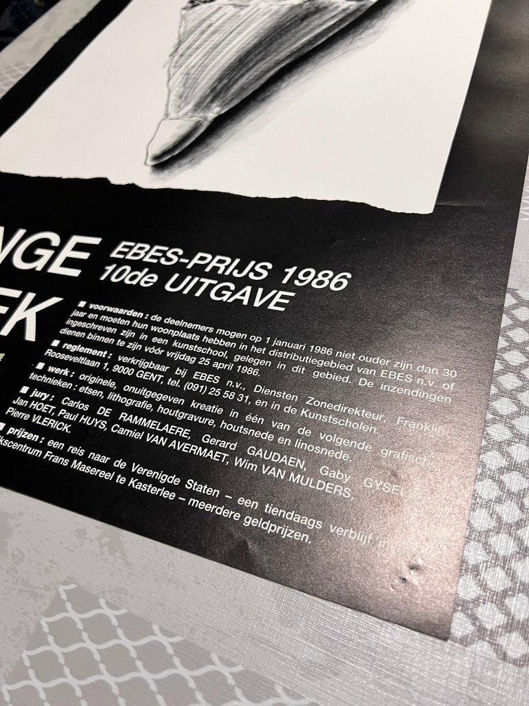Vintage Poster Jonge Grafiek / EBES-Prijs 1986 10de uitgave, Verzamelen, Deurposter of groter, Ophalen of Verzenden, Reclame, Rechthoekig Staand