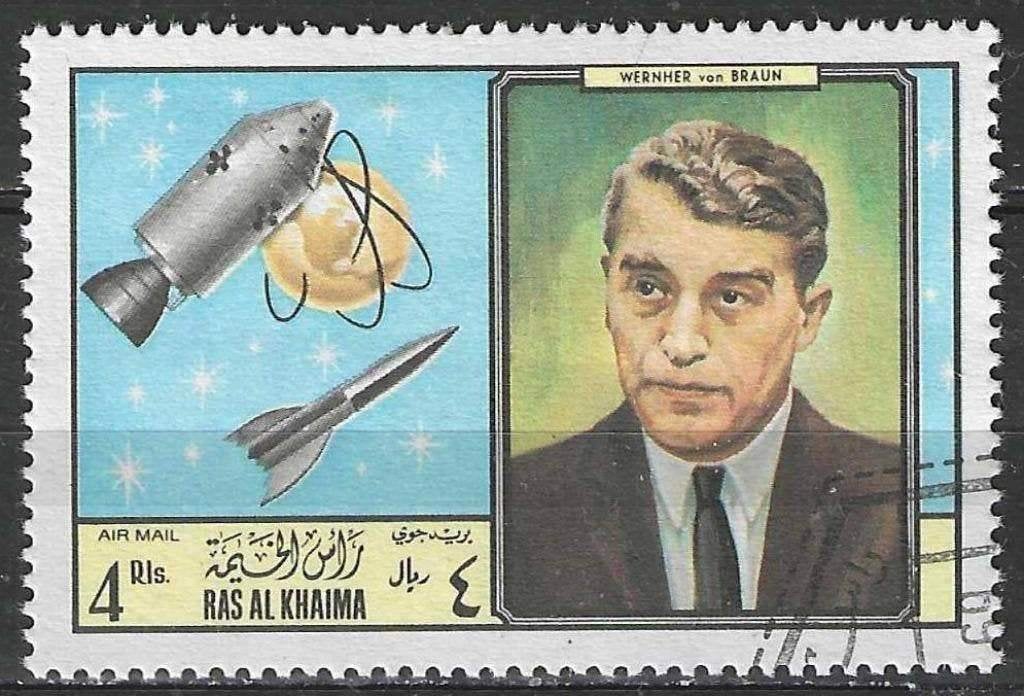 Ras el Khaïma 1969 - Stampworld 310 - de Braun - 4 R. (ST), Envoi, Affranchi