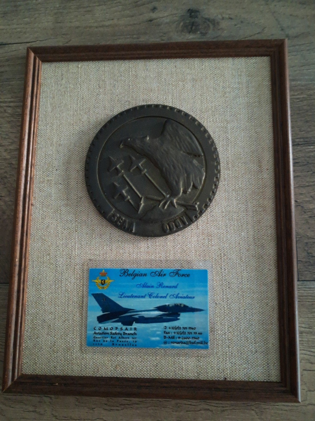 bronzen medaillon  van de Belgische luchtmacht, Ophalen of Verzenden, Luchtmacht
