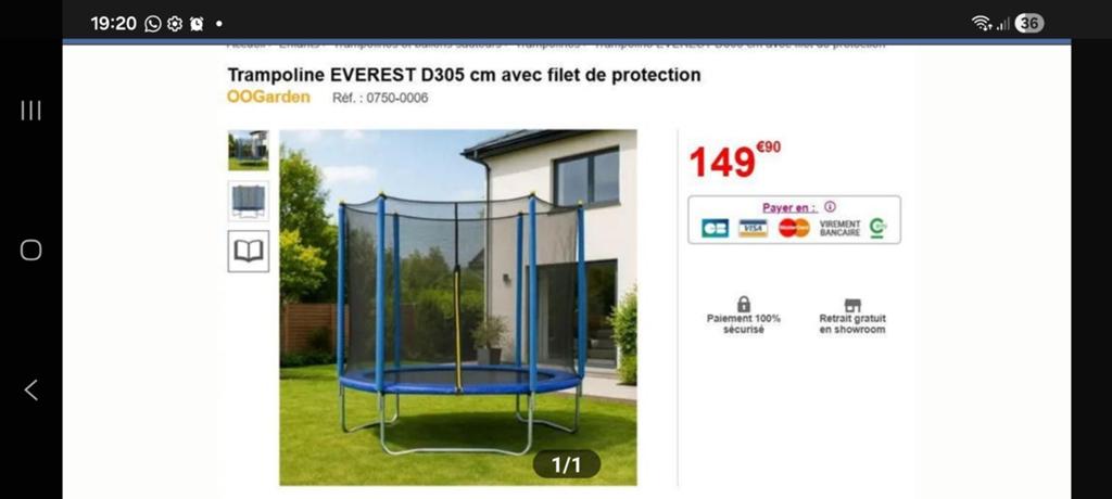 Trampoline de 305 cm de diamètre (impeccable) peu servi, Enfants & Bébés, Jouets | Extérieur | Trampolines