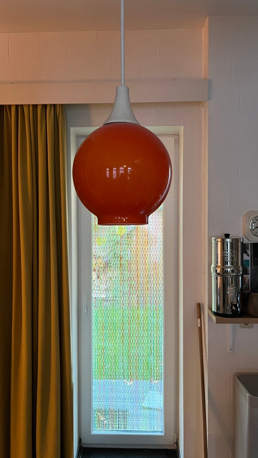 Twee Oranje glazen lampen, vintage, Ophalen, Zo goed als nieuw