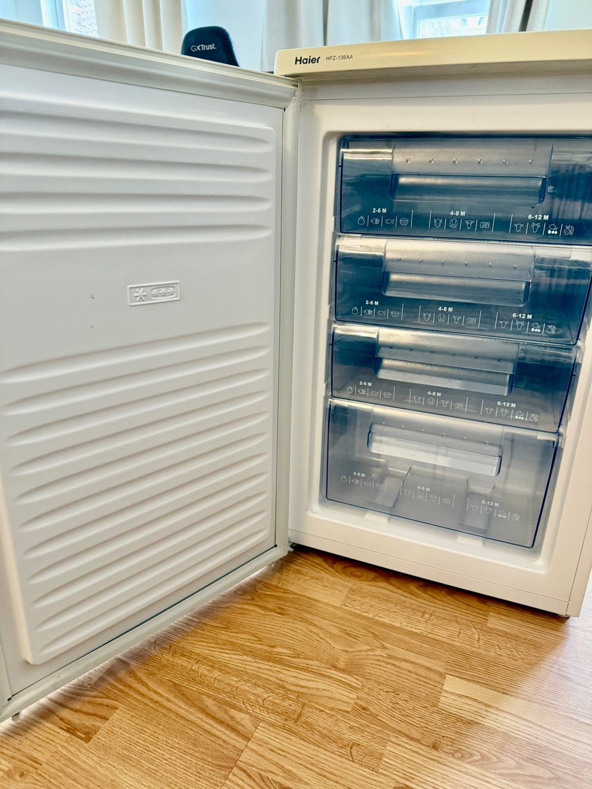 Congélateur Haier HFZ-136AA, 4 tiroirs, bon état, Electroménager, Congélateurs, Enlèvement, Utilisé, Autoportant, Congélateur