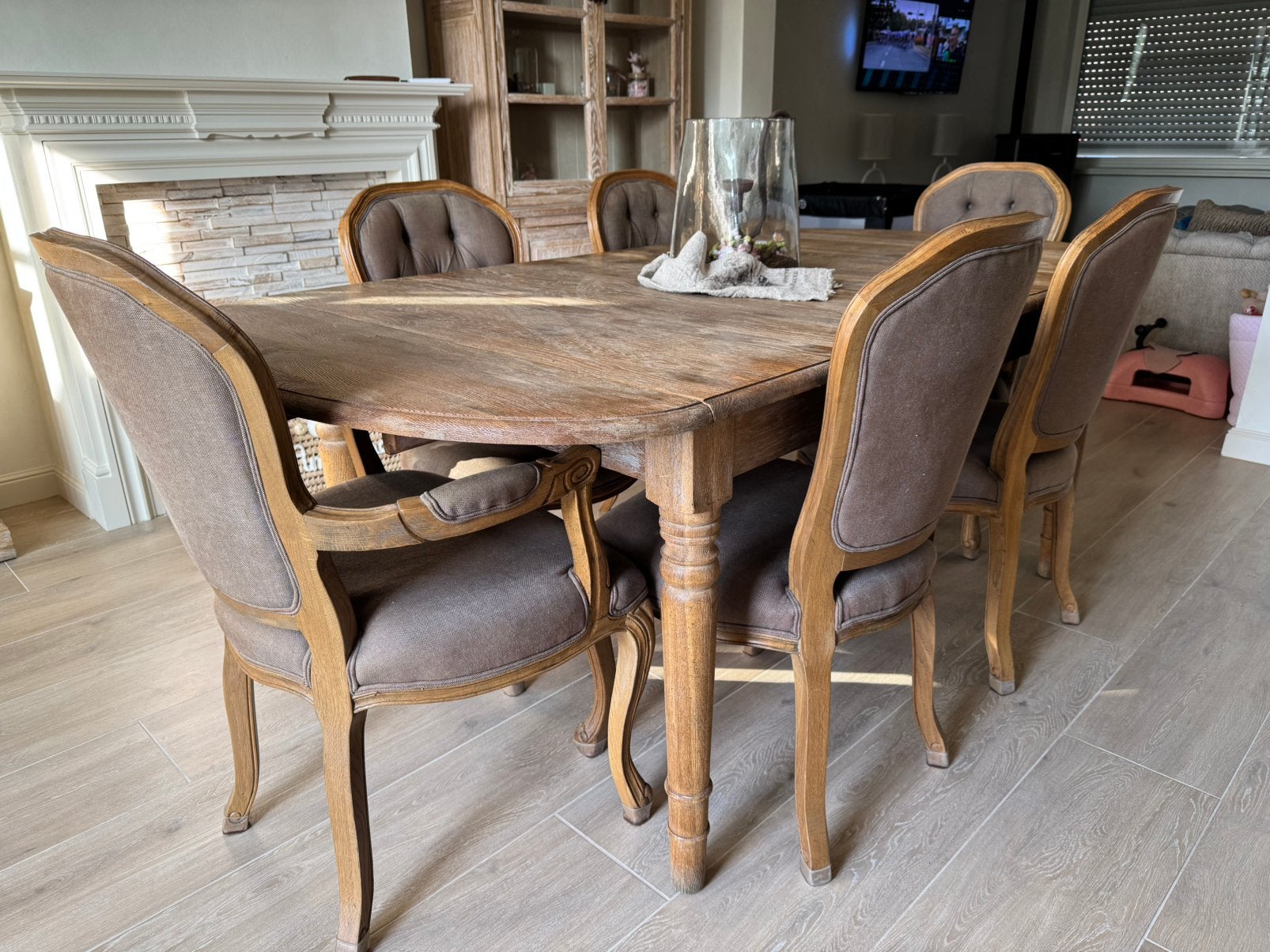 Massief eiken verlengbare tafel met stoelen, Enlèvement, Utilisé