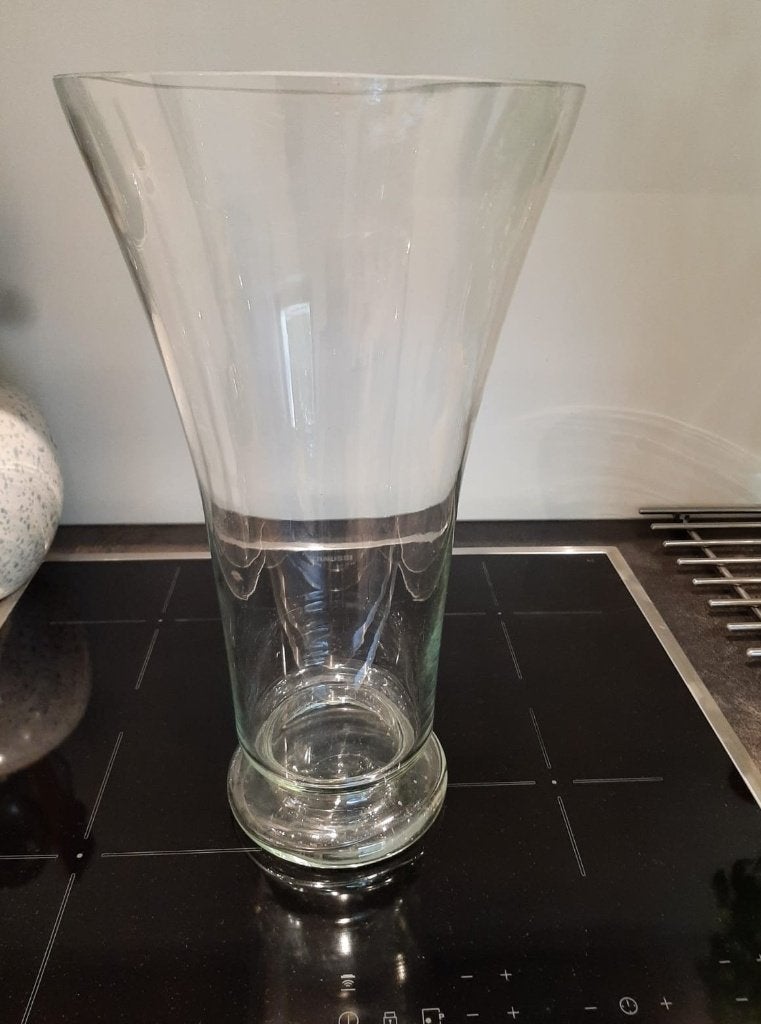 grand vase transparent en verre, Transparent, Comme neuf, Verre, Enlèvement