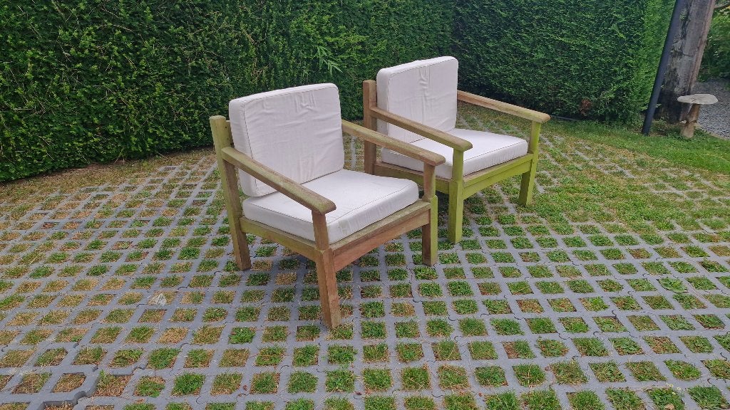 Chaises de jardin en teck avec coussins, Jardin & Terrasse, Enlèvement, Utilisé, Bois de teck