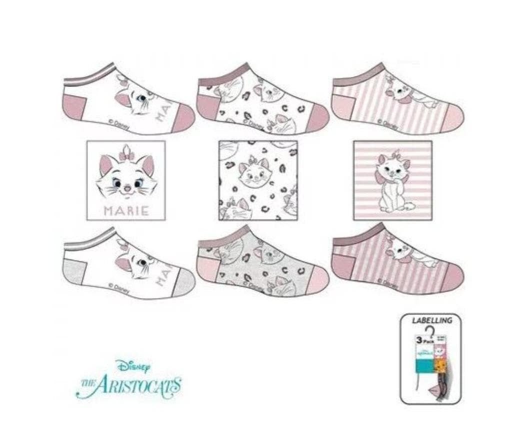 3 paar Marie Cat Sneakersokken Disney - Maat 27/30 - 31/34, Kinderen en Baby's, Kinderkleding | Schoenen en Sokken, Disney, Meisje