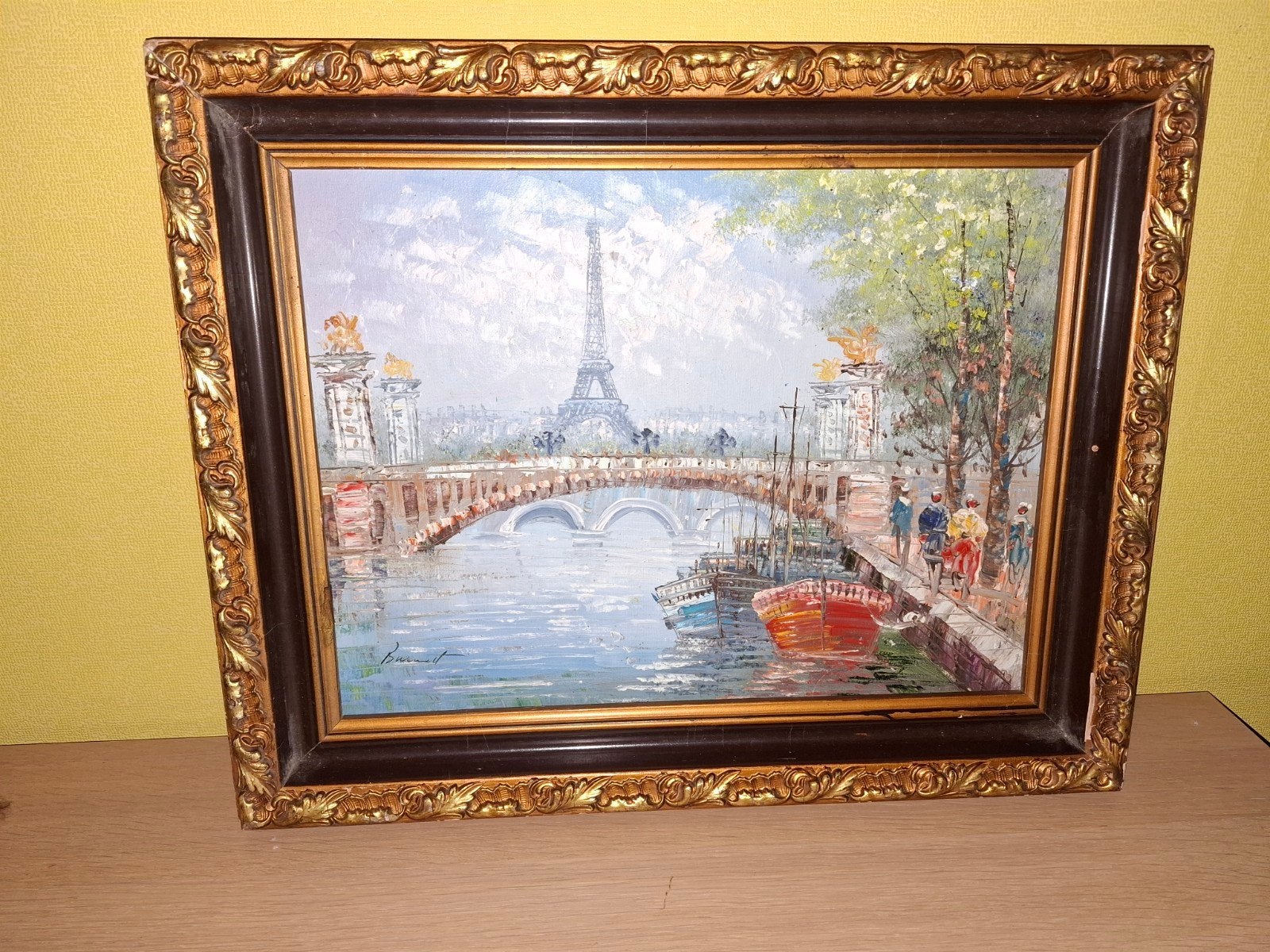 painting burlett, Antiquités & Art, Enlèvement, Cadre spécial, Peinture à l'huile, Paysage urbain / rural