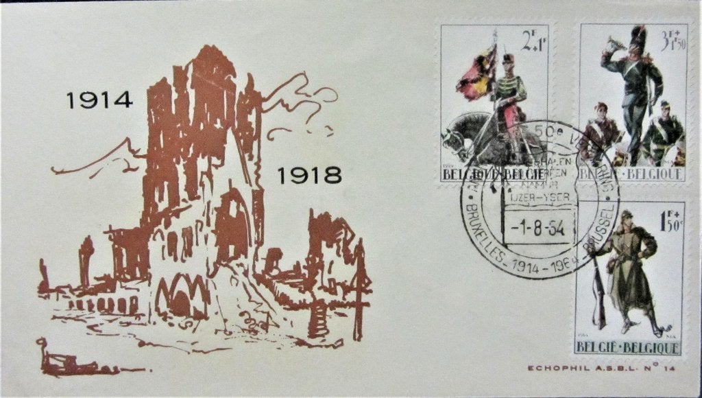 FDC- WO I- BELGIË- SLAG AAN DE IJZER 1914-1918, Ophalen of Verzenden, Gestempeld, Overige thema's