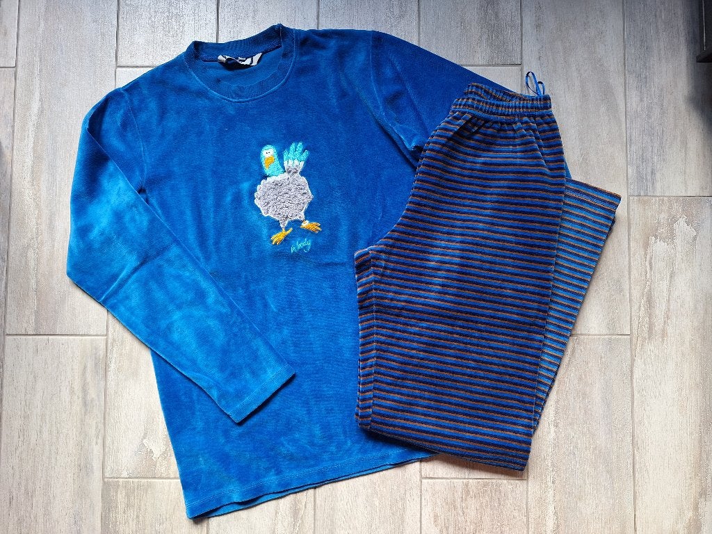 ★ M164 - Woody winterpyjama velours thema duif, Garçon, Enlèvement ou Envoi, Comme neuf, Vêtements de nuit ou Sous-vêtements